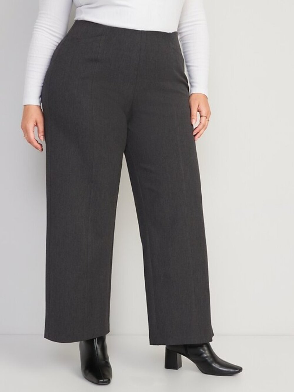 OLD NAVY Wmn's High-Waisted Pull-On Pixie Wide-Leg Pants Sz XL Dark Heather Gray